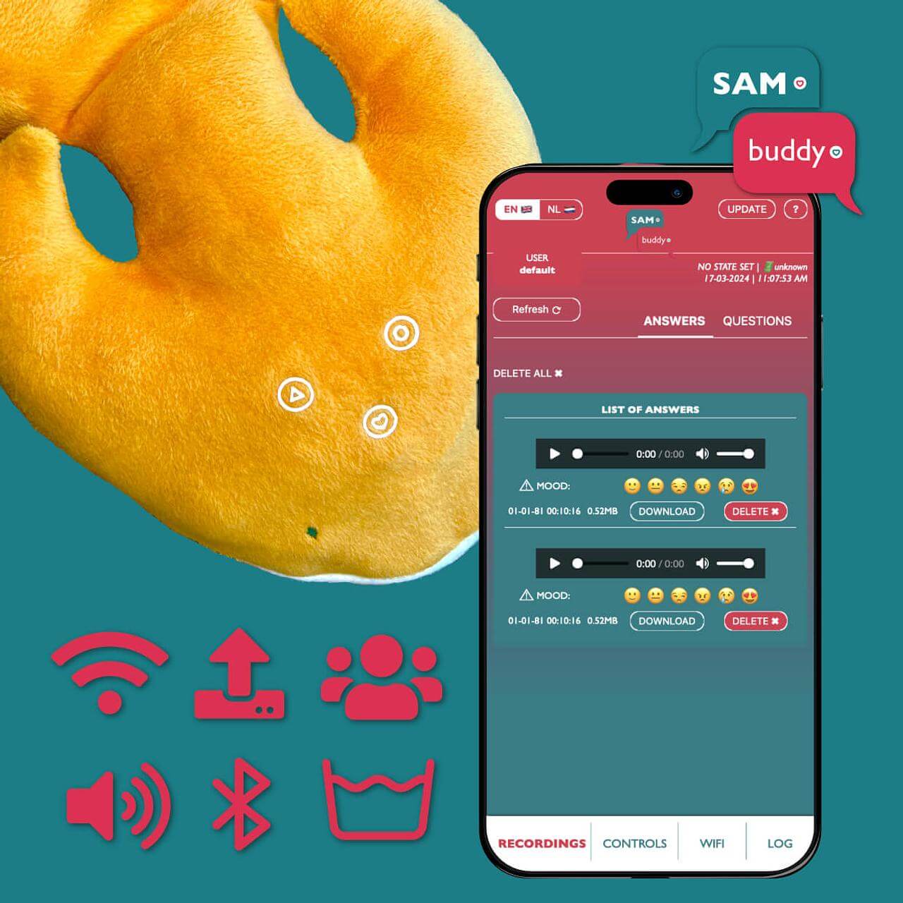 Offline app with recording and settings management