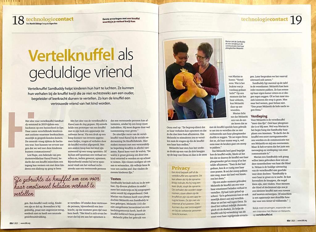 Artikel: De Vertelknuffel als geduldige vriend